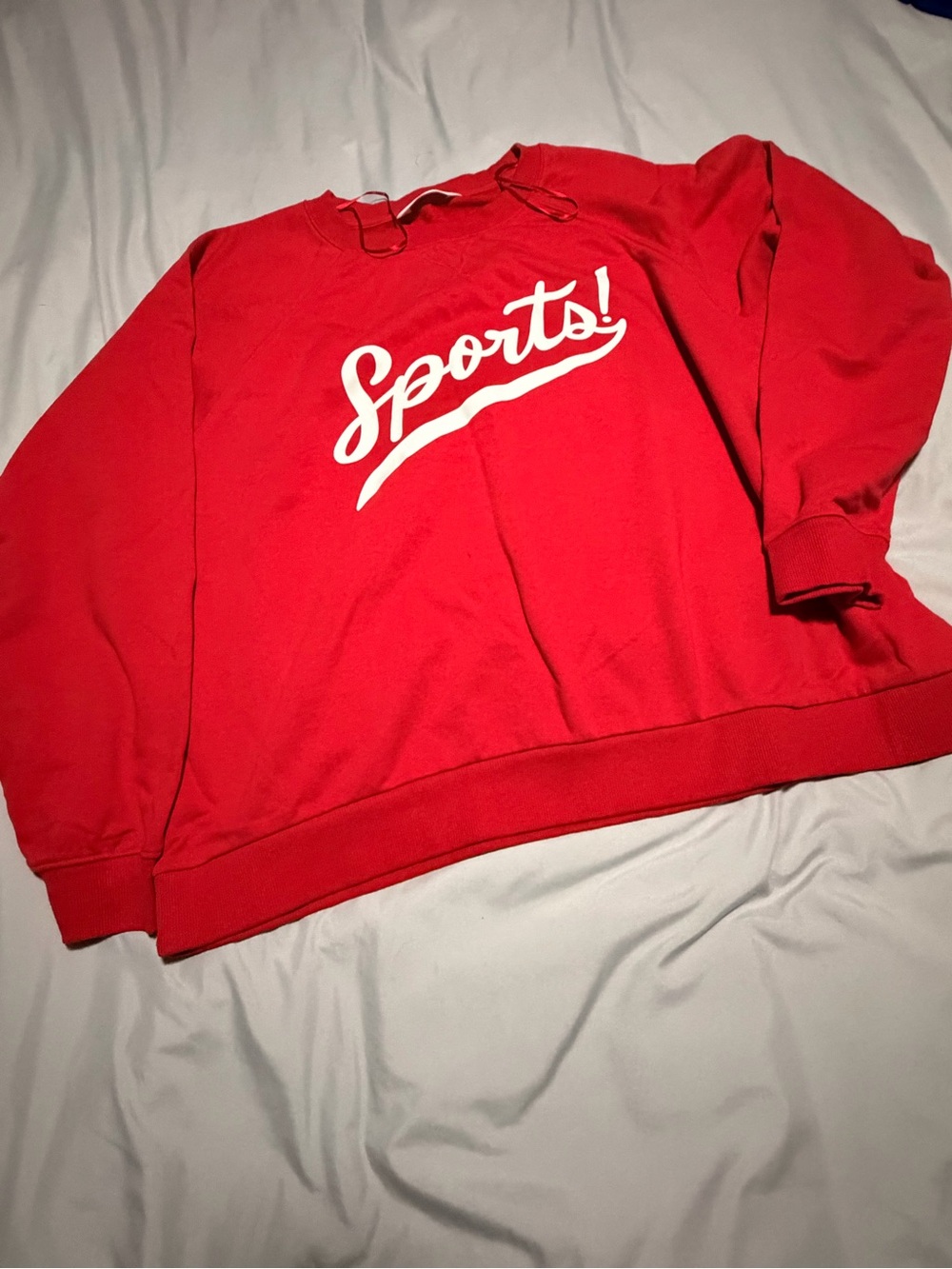 Red 'Sports!' Graphic Crewneck Sweatshirt